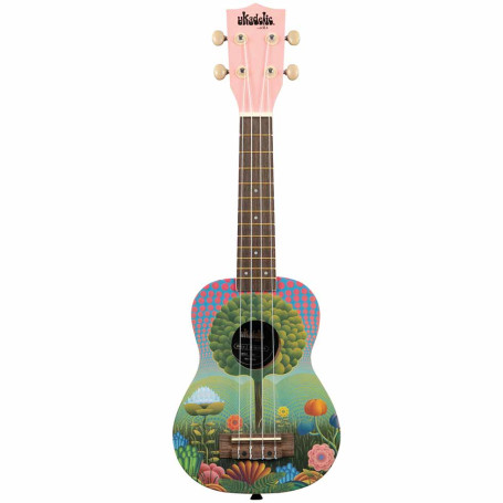 Kala Uk-Uketopia Ukulele Soprano con Grafiche Rosa Satinato + Custodia