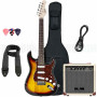 DE SALVO EGSTSB Chitarra Elettrica Strato Sunburst Kit con Amplificatore e Accessori