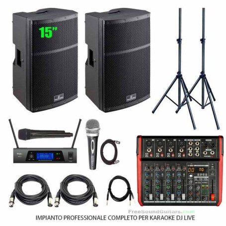 HYPER-PRO 15 PLUS Impianto Audio 2800 Watt per karaoke DJ Live